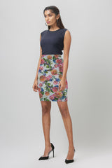 Printed Skirt with Grey Sleeveless Top - WomanLikeU