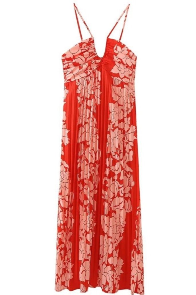 Red Printed Dress - WomanLikeU