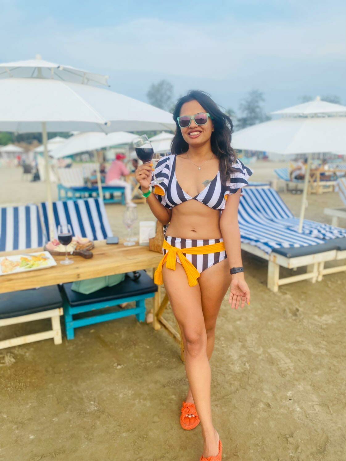 Striped swimwear set - WomanLikeU