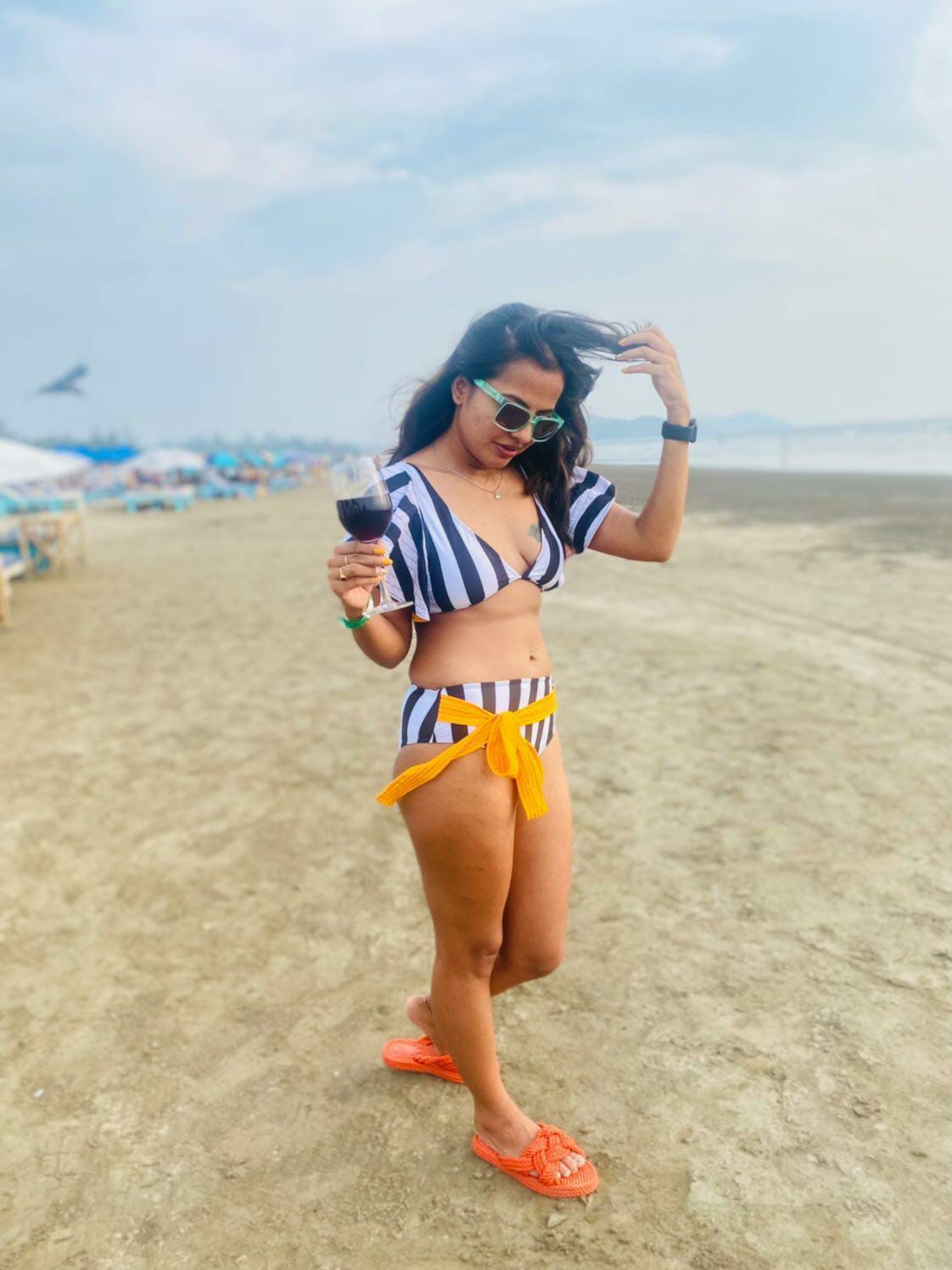 Striped swimwear set - WomanLikeU