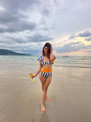 Striped swimwear set - WomanLikeU