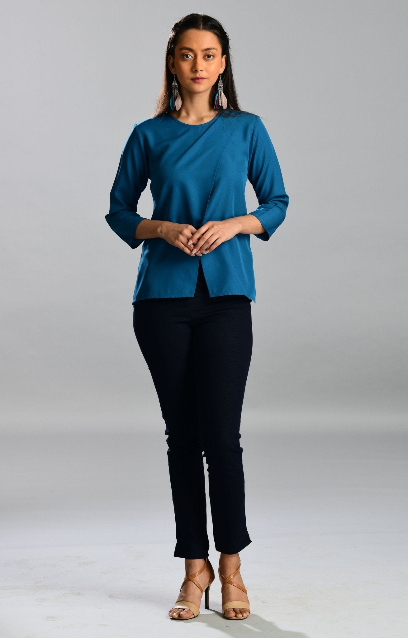Teal Full Sleeve Top - WomanLikeU