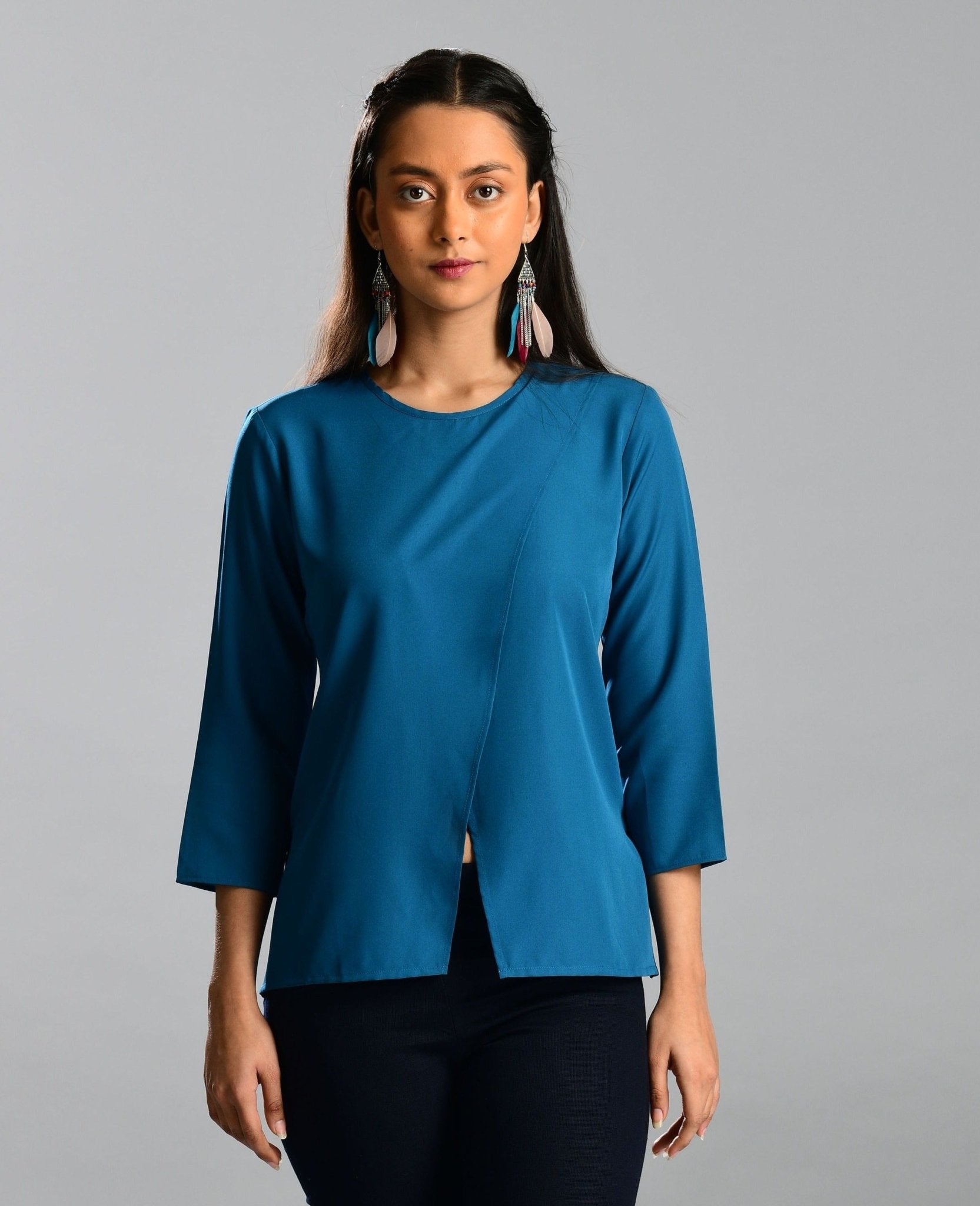 Teal Full Sleeve Top - WomanLikeU