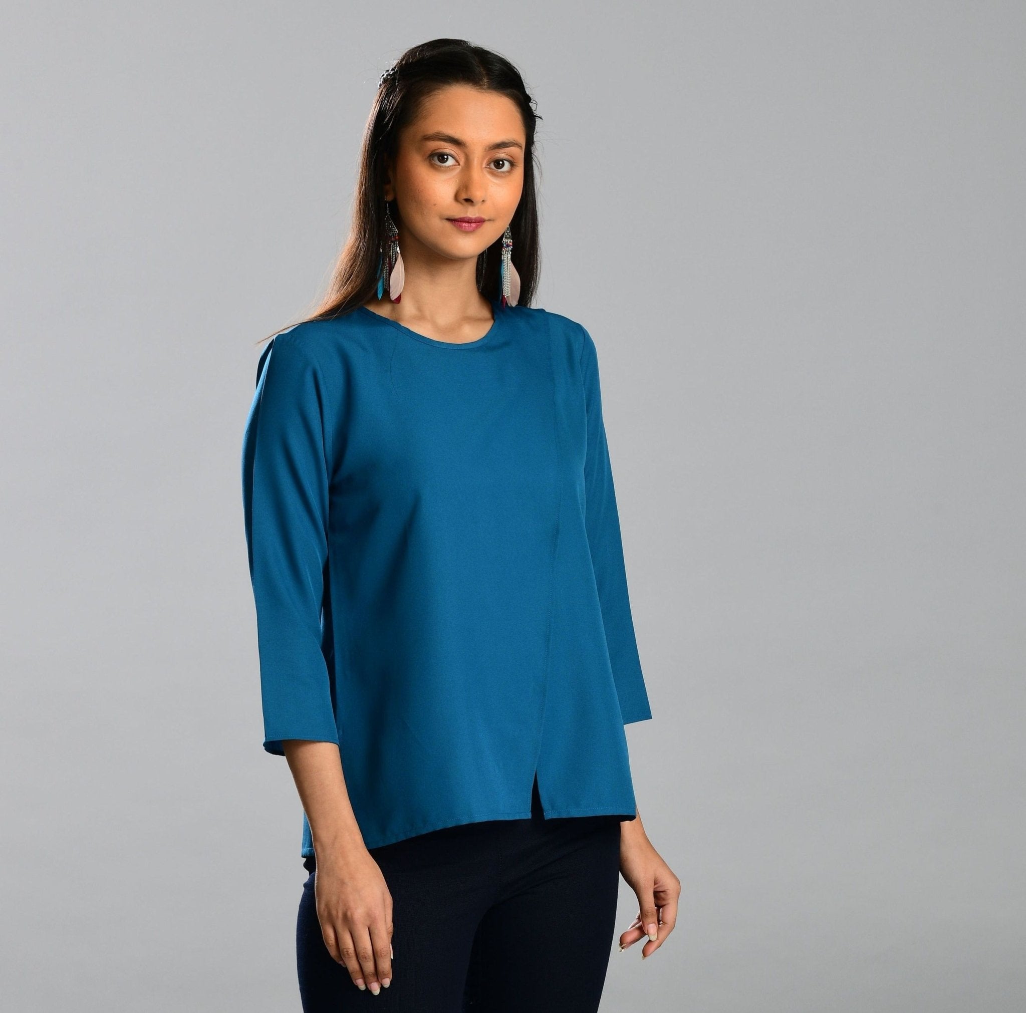 Teal Full Sleeve Top - WomanLikeU
