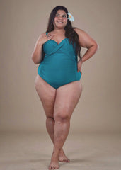 Teal plus size one piece swimwear - WomanLikeU