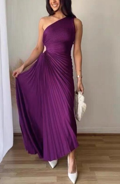 Violet Pleated Dress - WomanLikeU