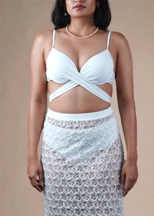 White Bikini with a Skirt - WomanLikeU