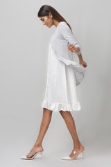 White dress with grey short shrug - WomanLikeU