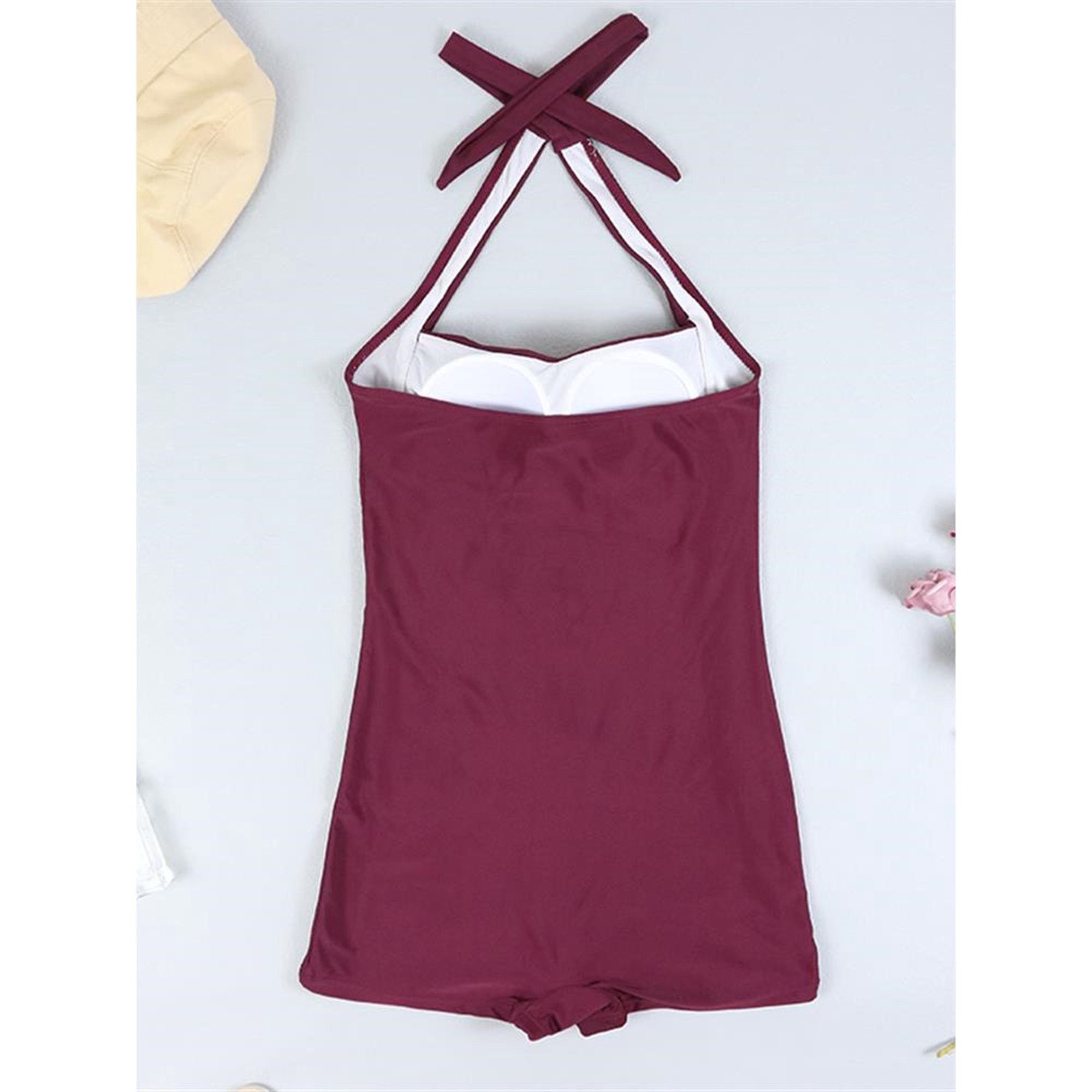 Wine Red monokini - WomanLikeU