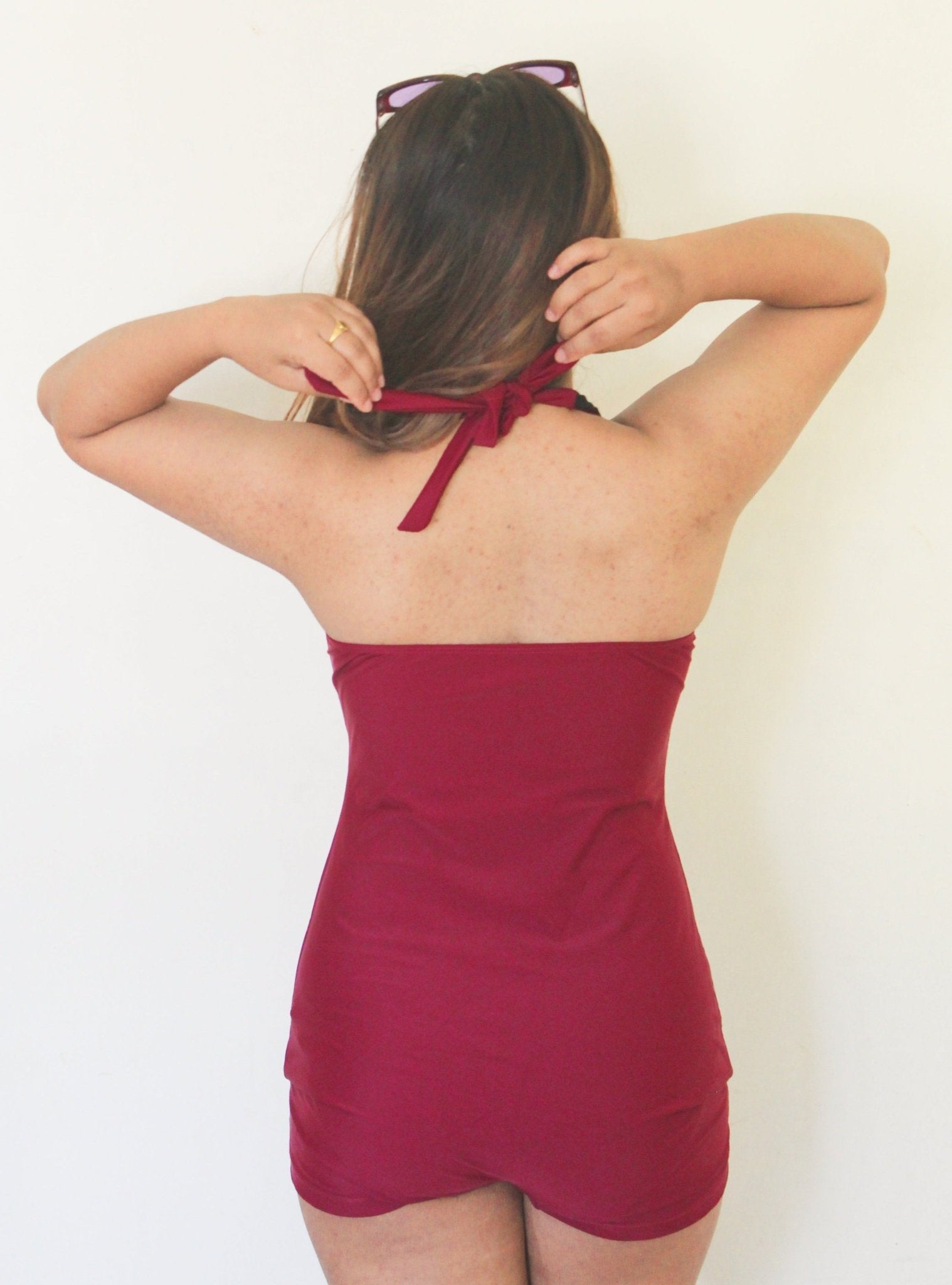Wine Red monokini - WomanLikeU