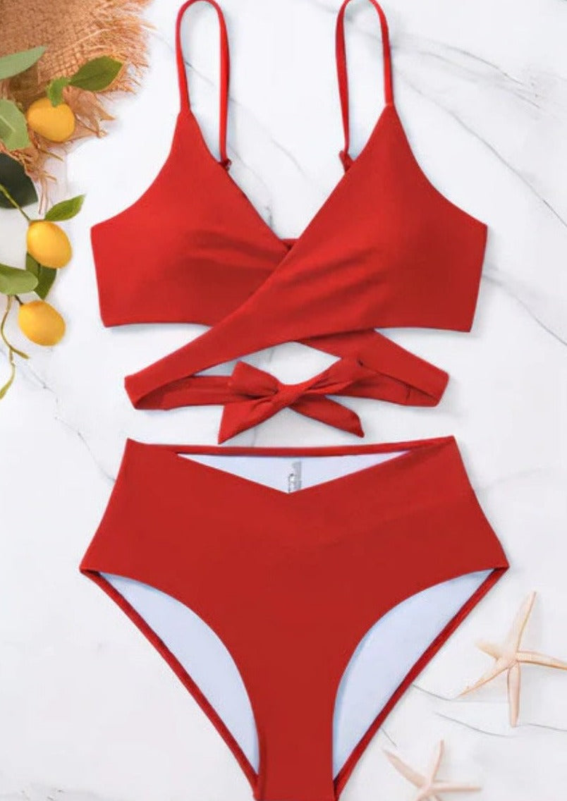Wrapped Red Bikini - WomanLikeU