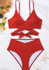 Wrapped Red Bikini - WomanLikeU